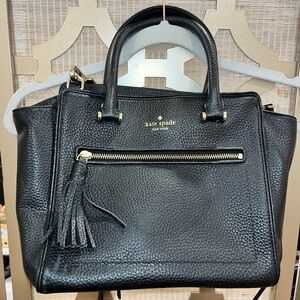 Kate Spade Black Satchel with Structured Design and Gold Accents
